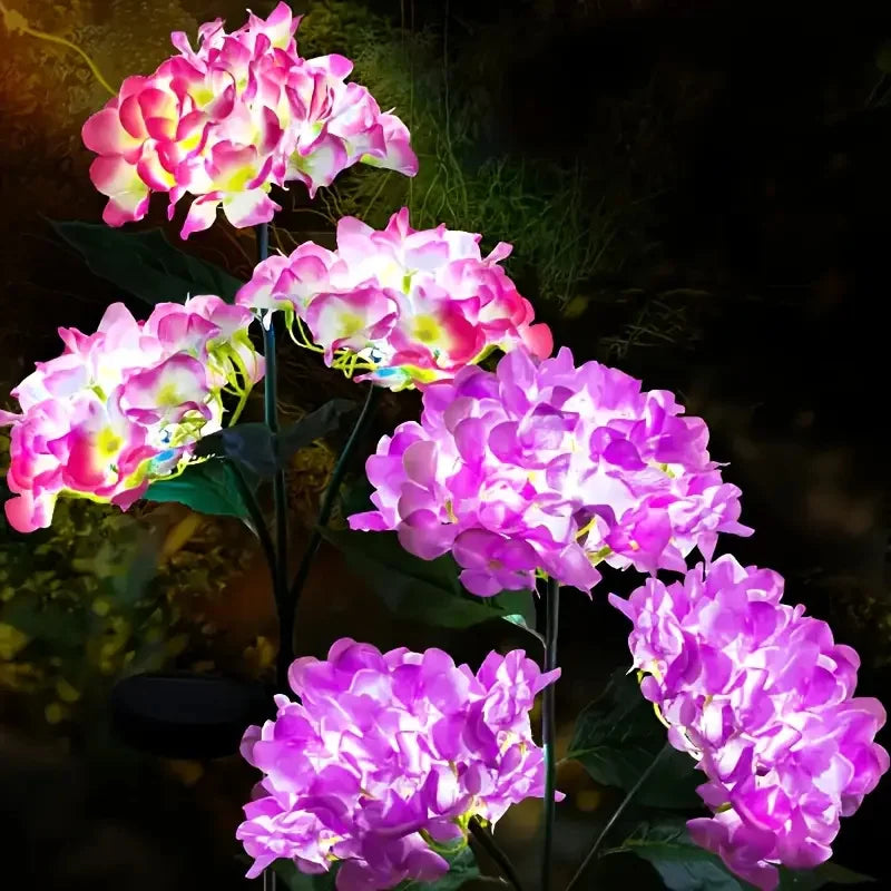 Solar Hydrangea Flower Lights Outdoor Garden Decor with Changeable RGB & White LEDs