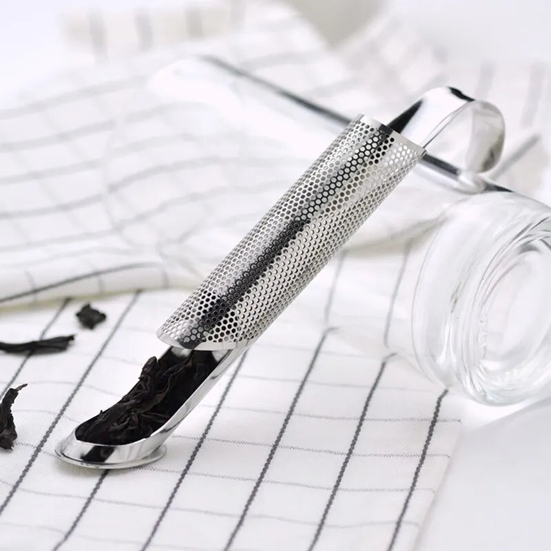 Stainless Steel Tea Infuser Filter for Loose Leaf Tea - Pipe Design, Long Handle, Reusable Brewer