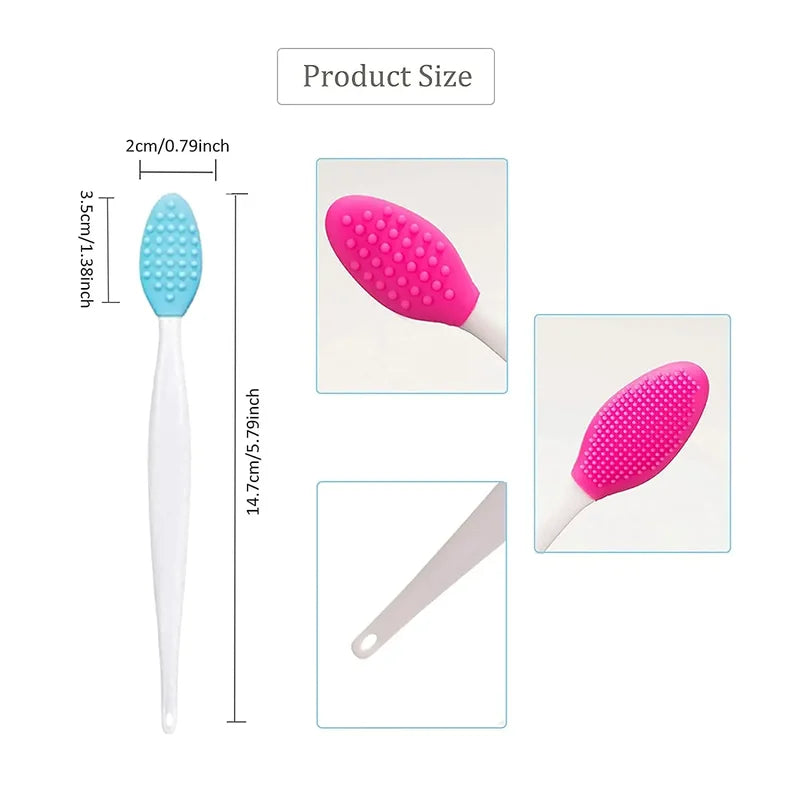 Silicone Lip & Nose Exfoliating Brush Set - Double-Sided Makeup Tools