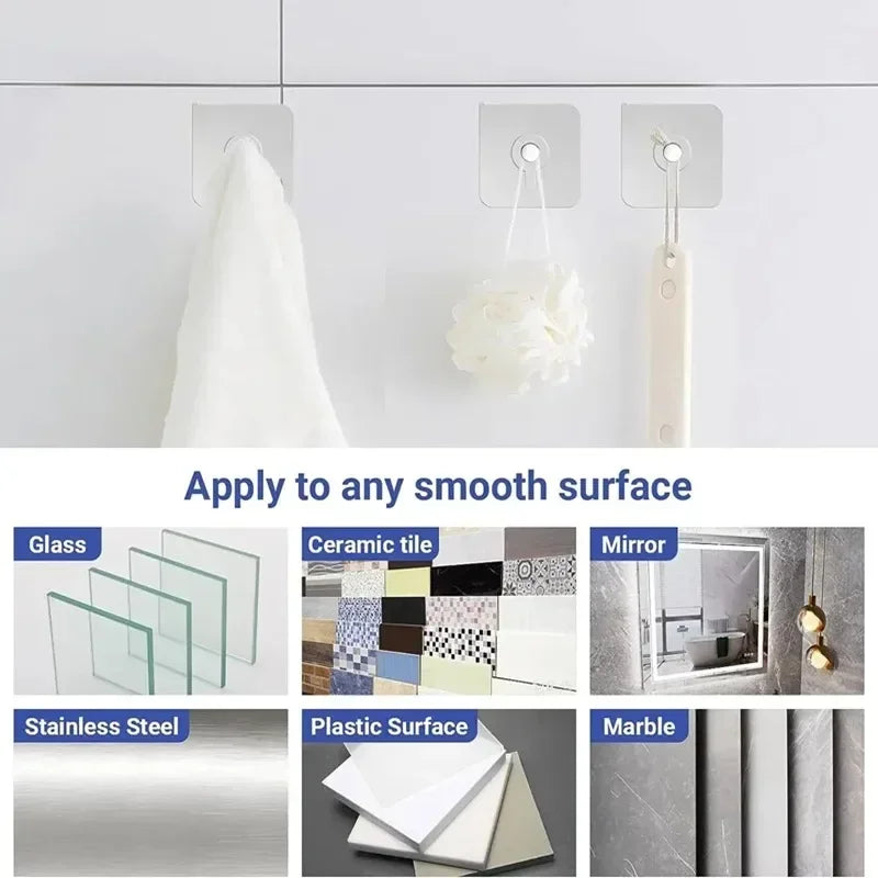 Strong Adhesive Wall Hooks No Drilling Waterproof Self-Adhesive Hangers for Photo Frames, Clocks, Posters