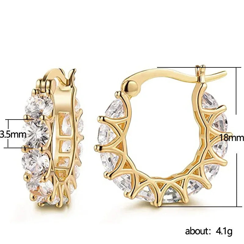 Elegant Zircon Hoop Earrings for Women Gold Silver Crystal Jewelry Gift