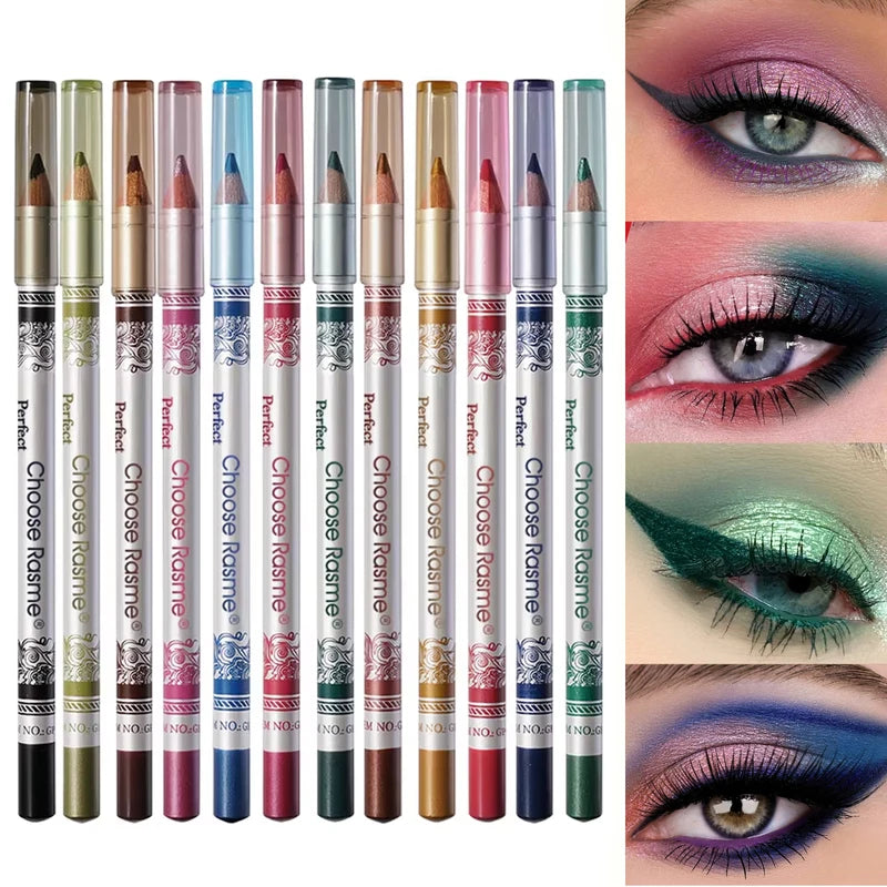 Waterproof Eyeliner Pencil Set - Smudge-Proof Long-Lasting Makeup 12 Colors