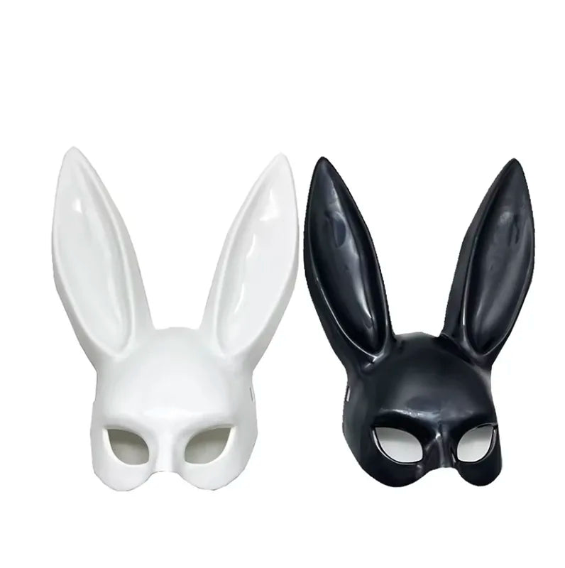 Black and White Rabbit Mask for Halloween Party Costume and Cosplay