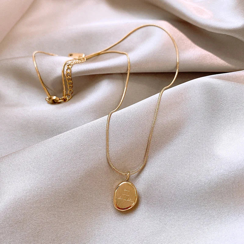 Gold Irregular English Letter Necklace for Women Men Stainless Steel Chain Jewelry Gift