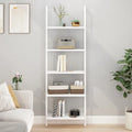 5-Tier Ladder Wall Shelf Storage Rack White Living Room & Study Organizer