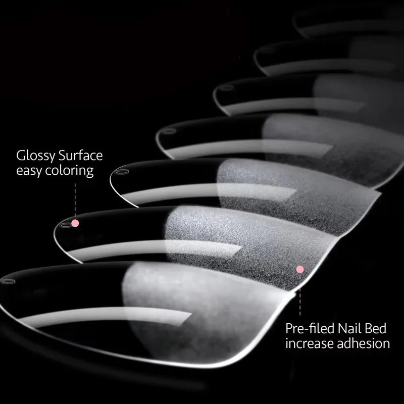 120-Piece Long Almond-Shaped False Nail Set with Semi-Matte Glue-On Tips for DIY Nail Art