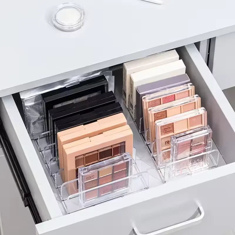 7-Compartment Clear Makeup Organizer Box for Cosmetics Storage Shelf