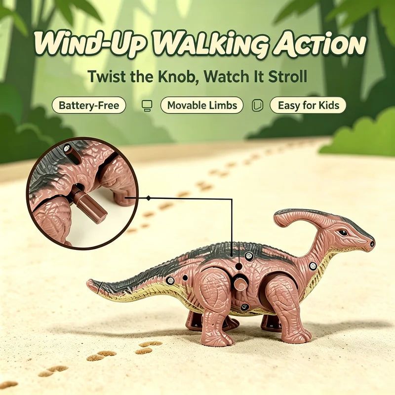 Wind-Up Mechanical Dinosaur Toy Set - Realistic 4-Pack Educational Playset for Kids