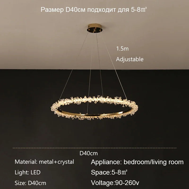 Modern Crystal Pendant Light Fixture for Living Room & Bedroom