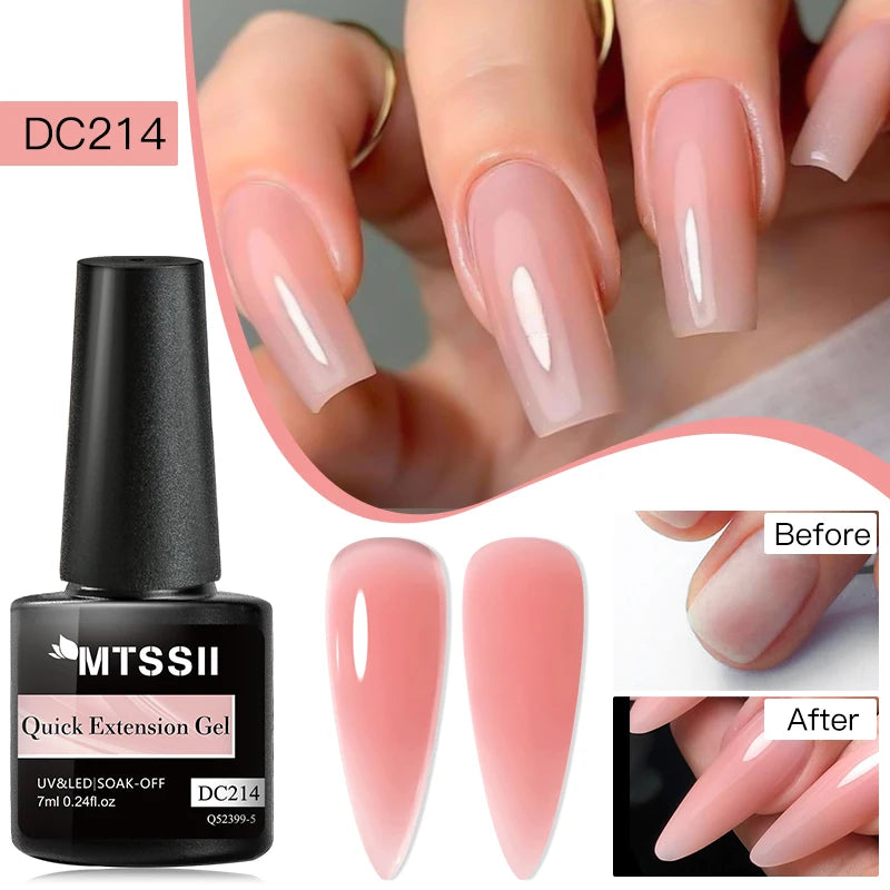 7ML Quick Extension Nail Gel - Semi-Permanent Crystal Pink & Nude UV Construction