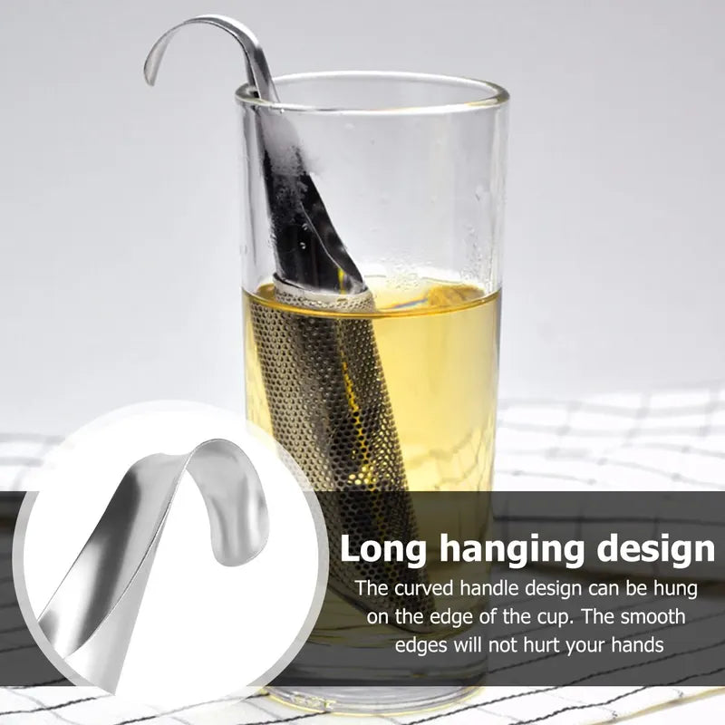Stainless Steel Tea Infuser Filter for Loose Leaf Tea - Pipe Design, Long Handle, Reusable Brewer