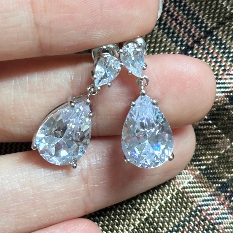 Elegant Crystal Teardrop Dangle Earrings for Women Wedding Jewelry