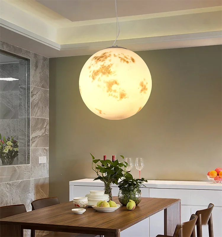 Full Moon Pendant Light Chandelier Nordic Modern Art Ball LED Home Decor