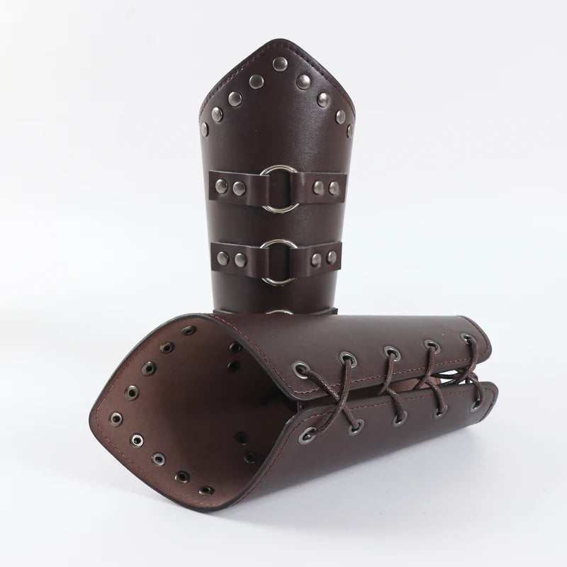 Medieval Arm Warmers Gothic Leather Bracelets Cosplay Wristbands Adjustable