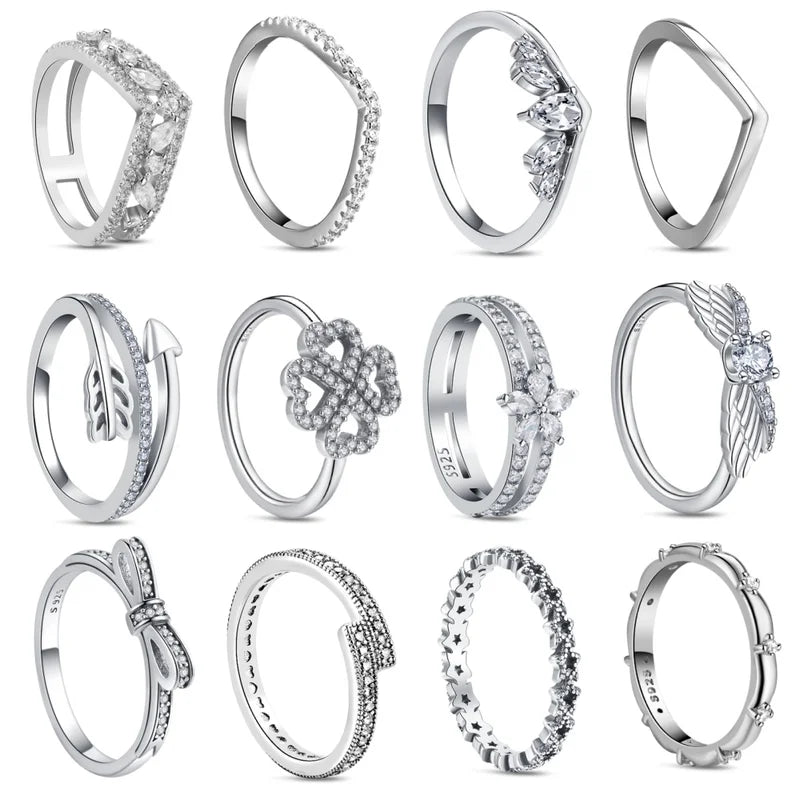Sterling Silver Arrow & Four-Leaf Clover Women’s Stacking Ring Jewelry Gift