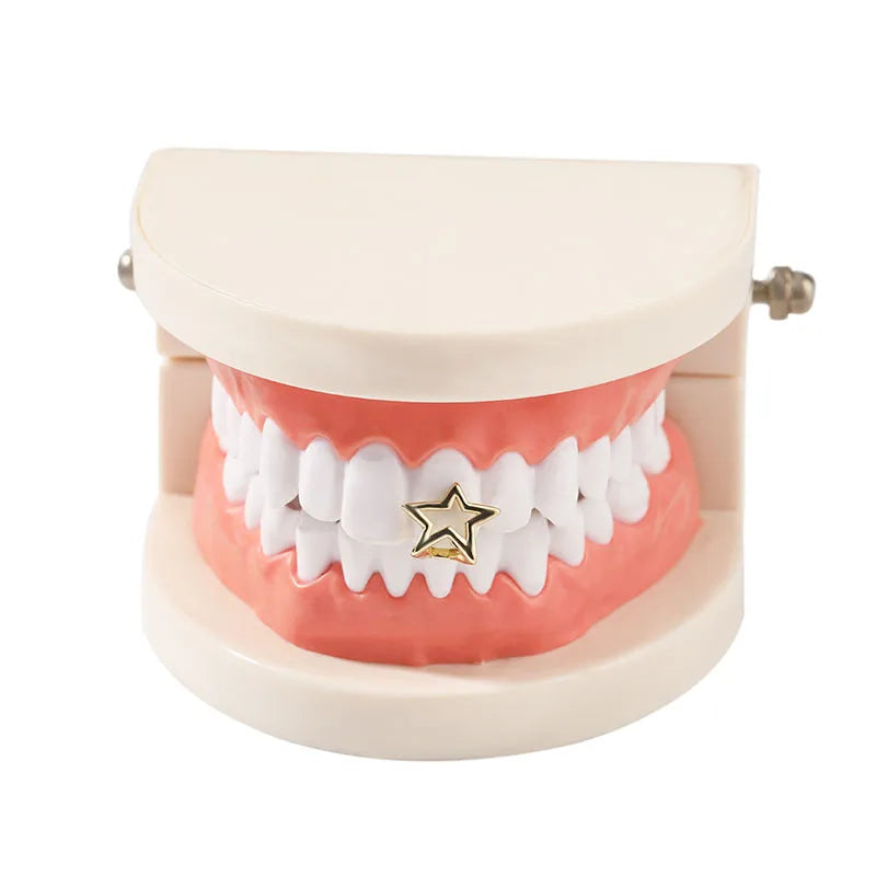 Halloween Irregular Hollow Pentagram Star Teeth Grillz Hip Hop Jewelry for Men Women