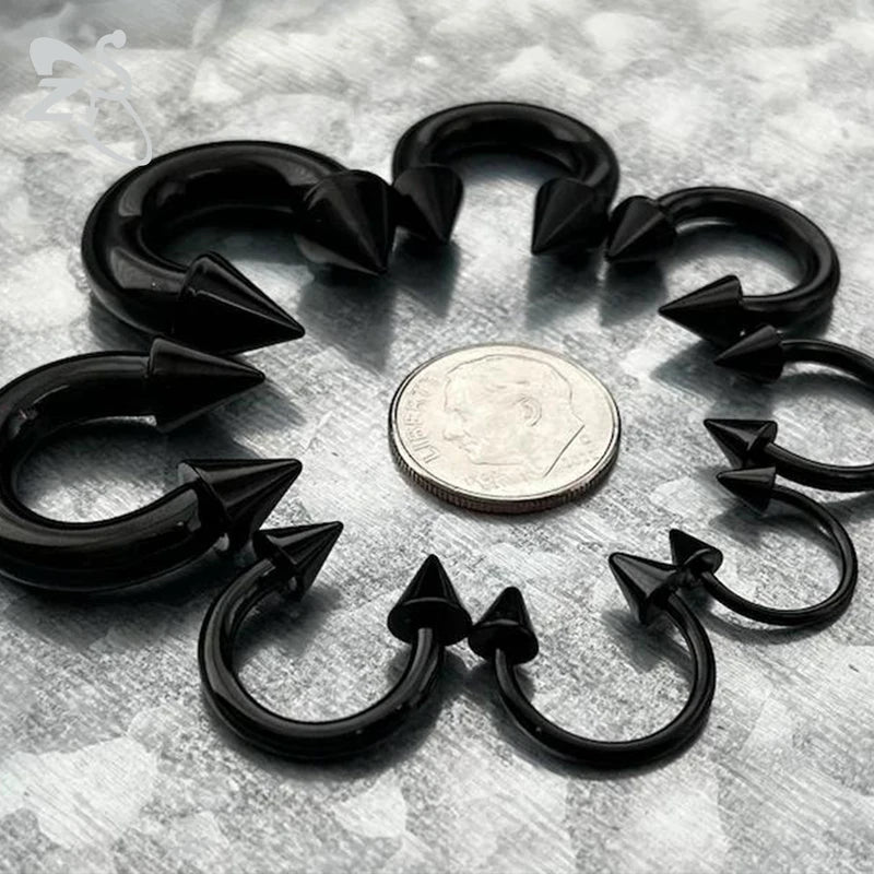 Piercing Nose Ring Barbell Spike Horseshoe Septum Ear Expander 14G-8G