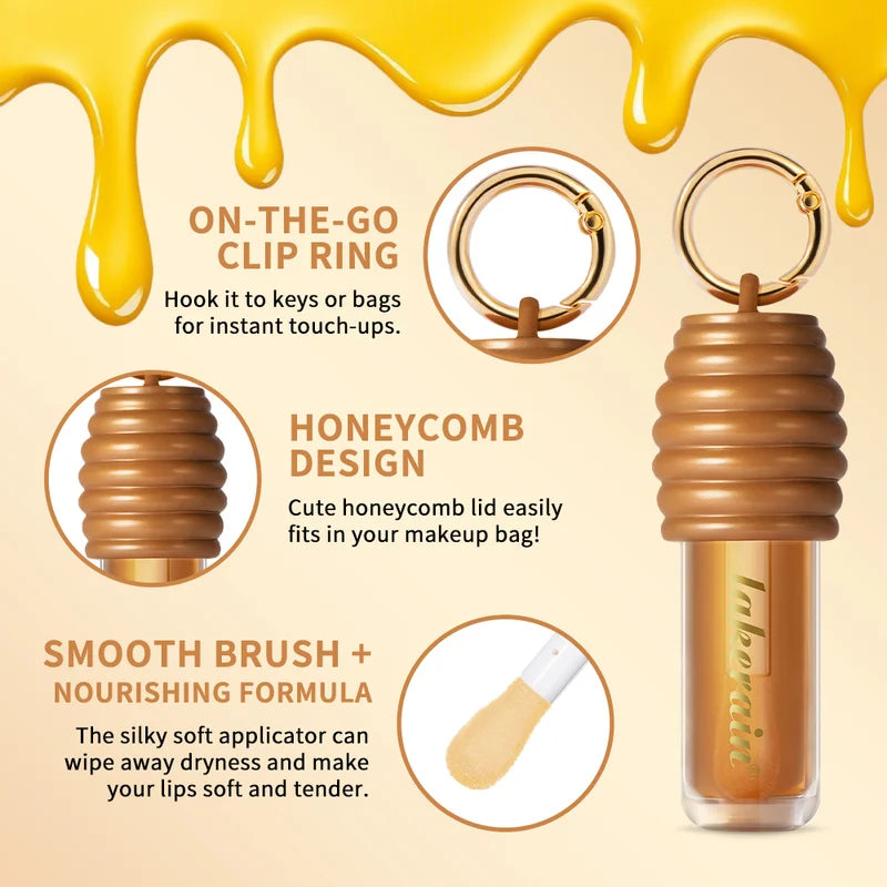 Honey Lip Gloss with Glossy Finish - Moisturizing Lightweight Lip Makeup