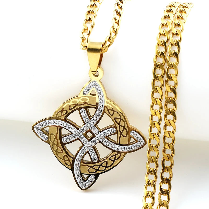 Witchcraft Knot Pendant Necklace for Men Women Stainless Steel Chain Jewelry