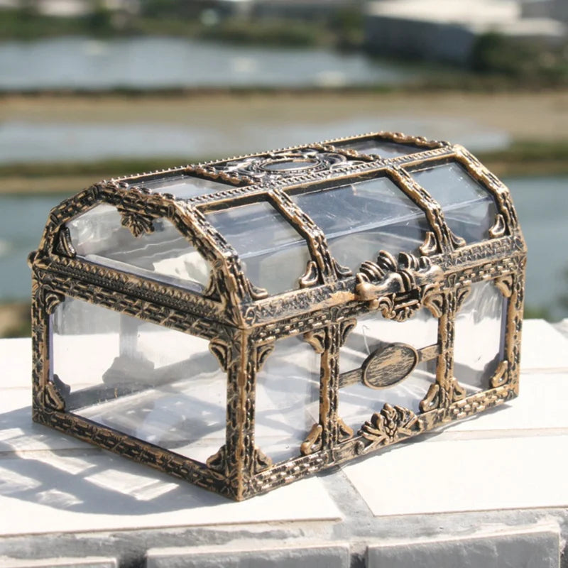 Transparent Plastic Jewelry Box Organizer Chest for Trinkets & Keepsakes