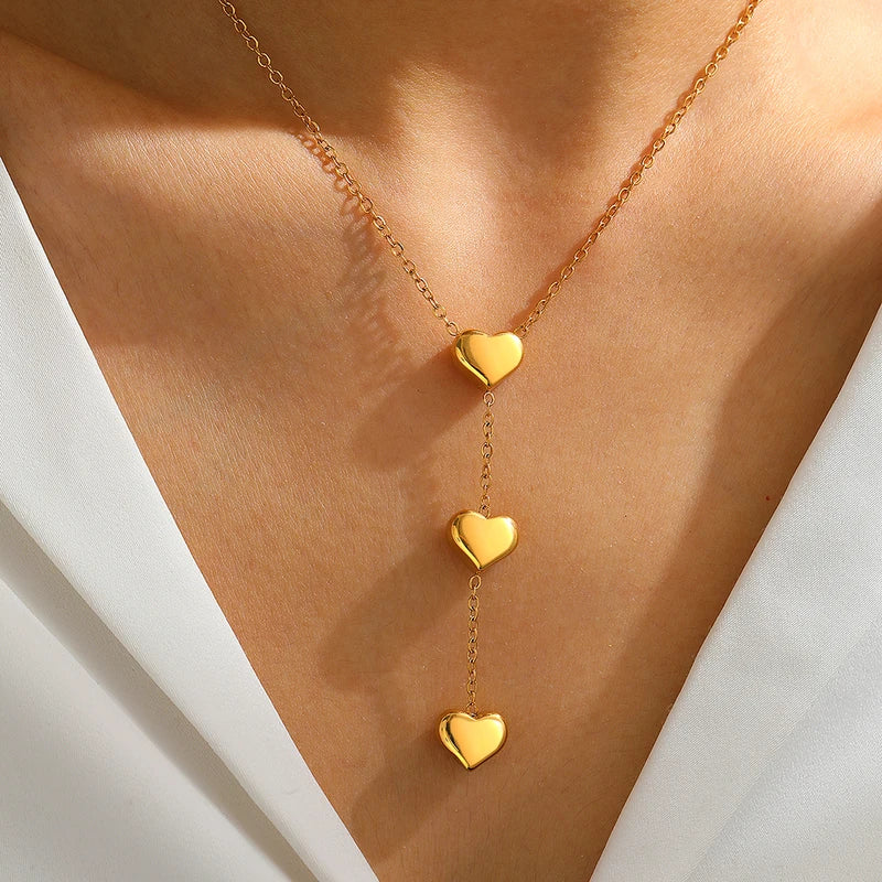 Small Peach Heart Pendant Necklace for Women - Valentine's Day Gift Jewelry