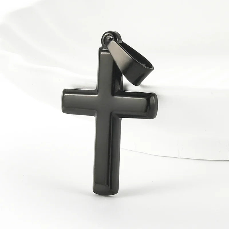Minimalist Christian Stainless Steel Cross Pendant Necklace for Men Women