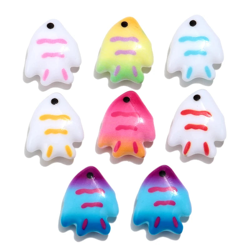 10pcs Colorful Acrylic Ocean Fish Spacer Beads for Jewelry Making & Crafts
