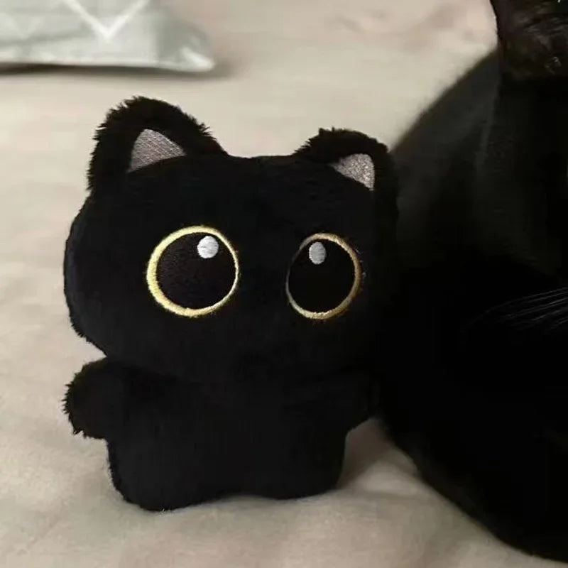 10cm Cute Black Cat Plush Toy Doll Small Pendant Stuffed Animal for Kids Gift