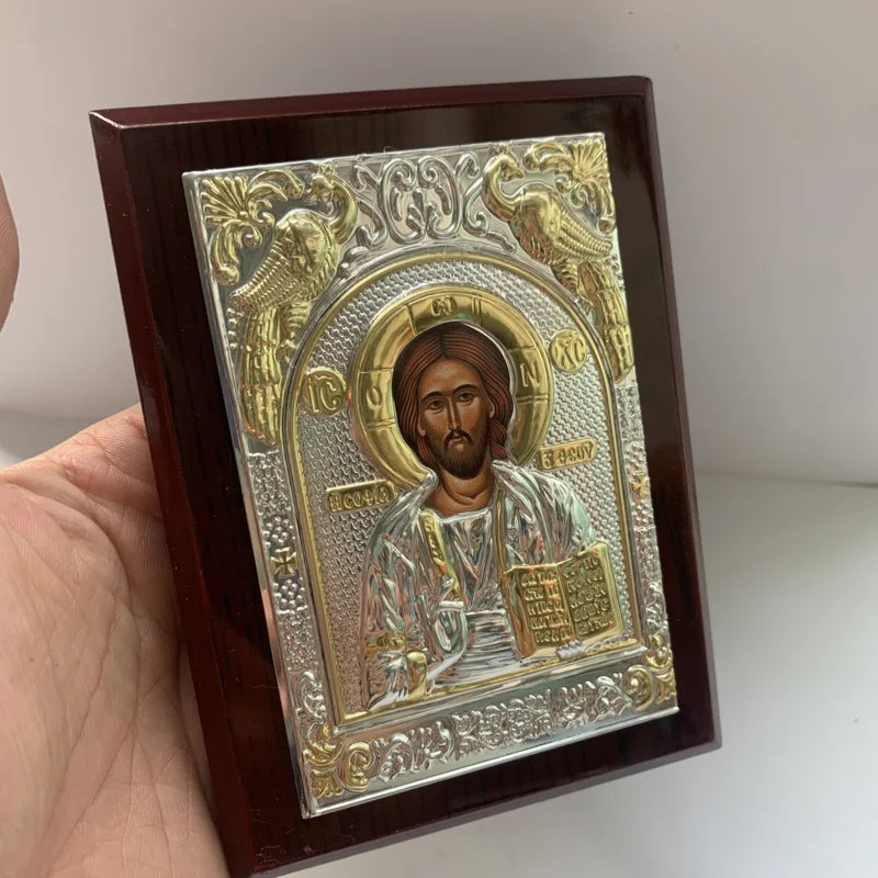 Orthodox Wood Jesus Icon Home Decoration Virgin Mary Cross Religious Wall Art