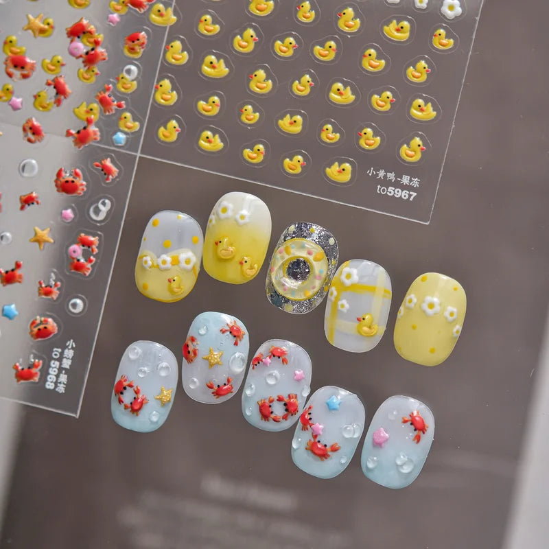 Kawaii Nail Stickers Jelly Nail Art Decorations Self-Adhesive Manicure Accessories