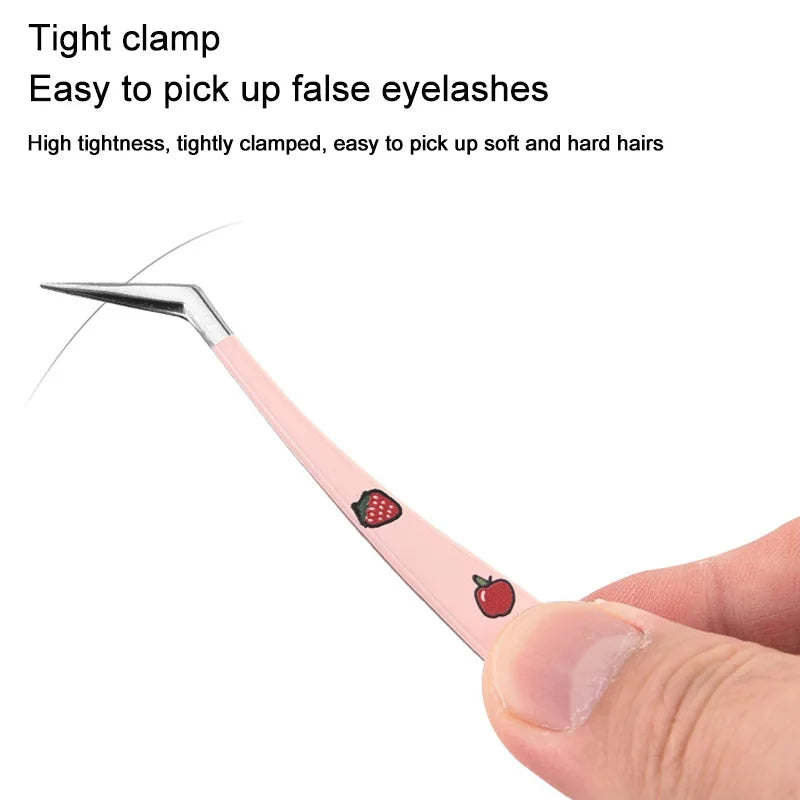 False Eyelash Tweezers Stainless Steel Anti-Static Curved Strip Makeup Tools