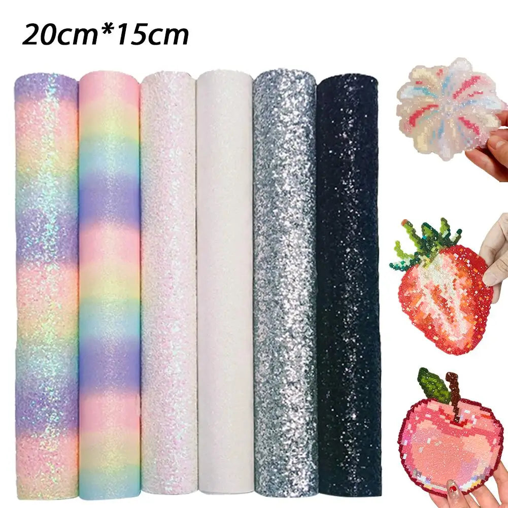 6-Piece Bead Art Kit with Glitter Fabric & Iron-On Beads - Creative Craft Set