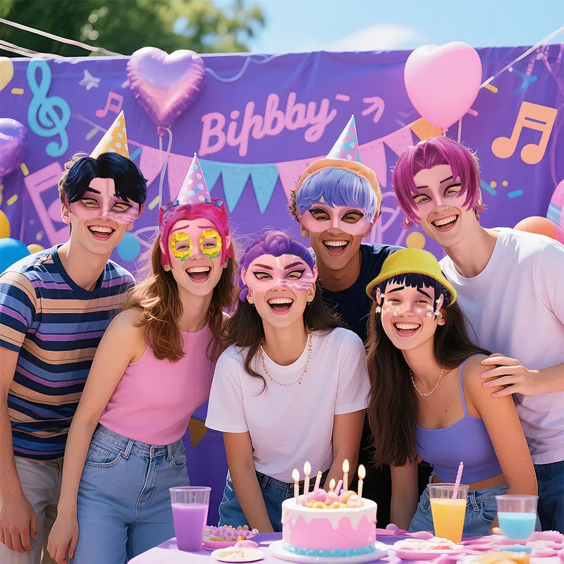 12pcs Party Paper Masks Set for Photo Booths Kpop Girl Group Style Fun Masks