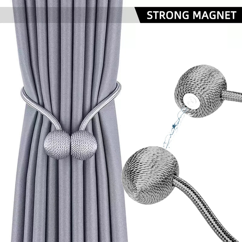 2pcs Modern Minimalist Magnetic Ball Curtain Tiebacks for Living Room and Bedroom