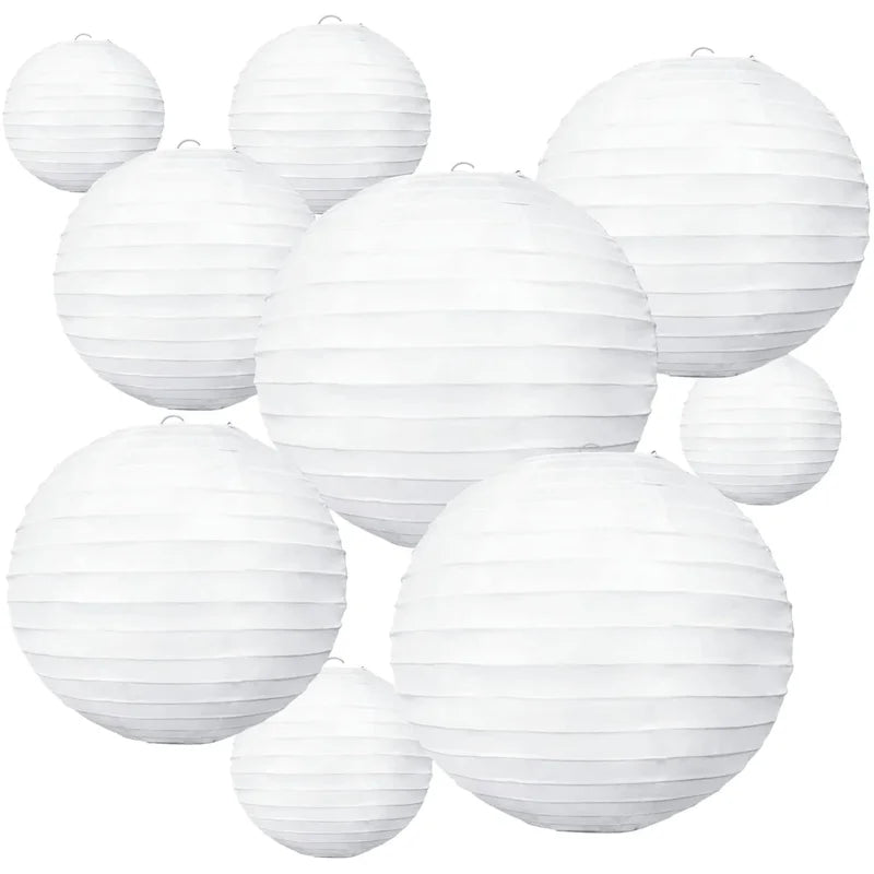 Decorative Paper Lanterns - Chinese Round Hanging Lamps for Weddings Parties Christmas
