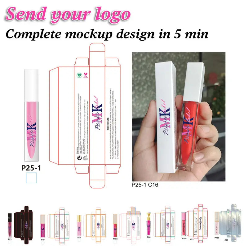 Custom Private Label Matte Liquid Lipstick Waterproof Lip Gloss in White Tube Wholesale