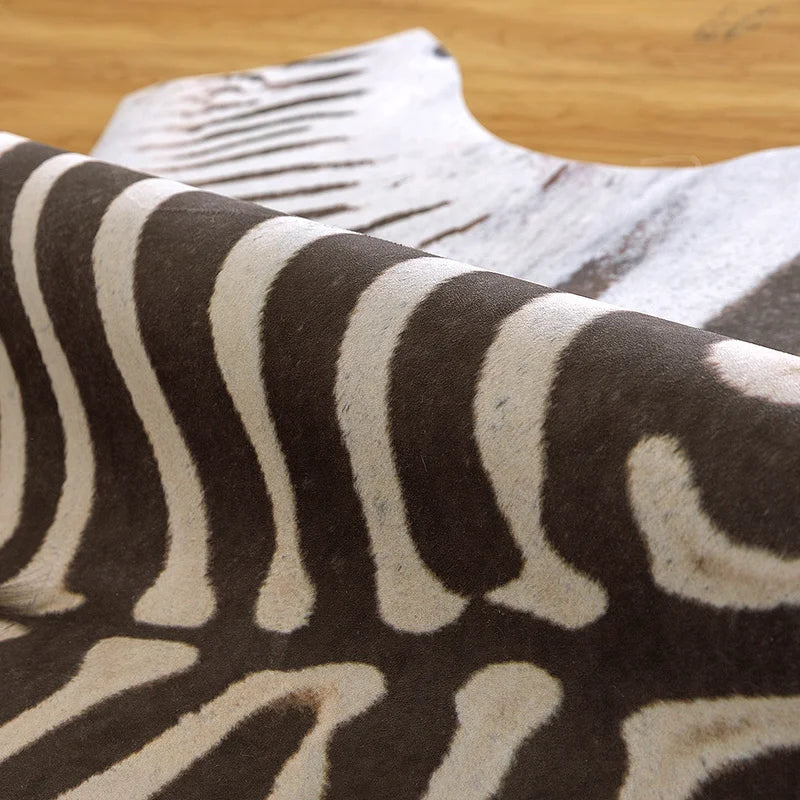 Non-Slip Zebra Print Area Rug Bohemian Style Living Room Carpet Floor Mat