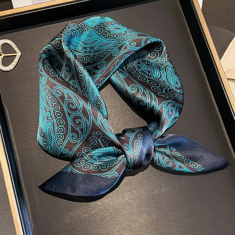 Luxury 100% Mulberry Silk Square Scarf for Women - Retro Sun Protection Shawl