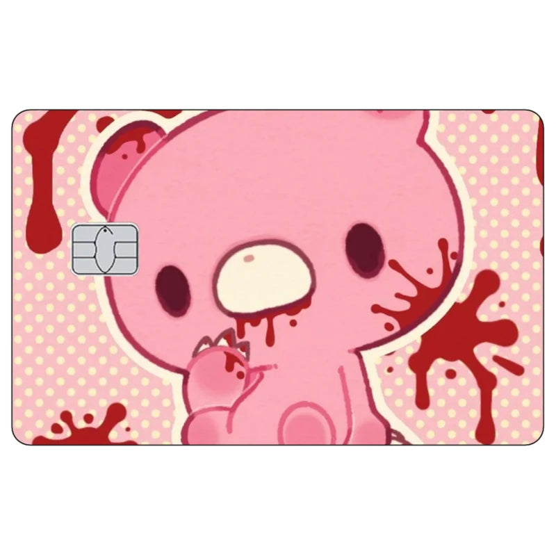 Cute Pink Bear Credit Card Skin Stickers for Visa JCB Mastercard IC Cards
