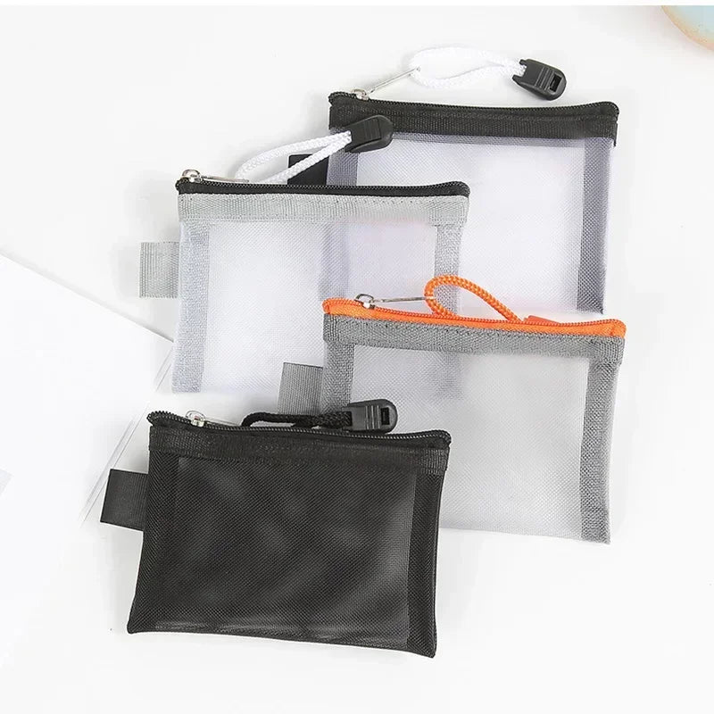Mesh Coin Purse Wallet for Women Clear Zipper Storage Bag Small Purse