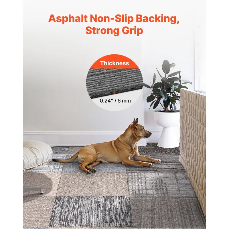 Reusable Carpet Tiles 20x20 Inch Set for Living Room & Bedroom Flooring