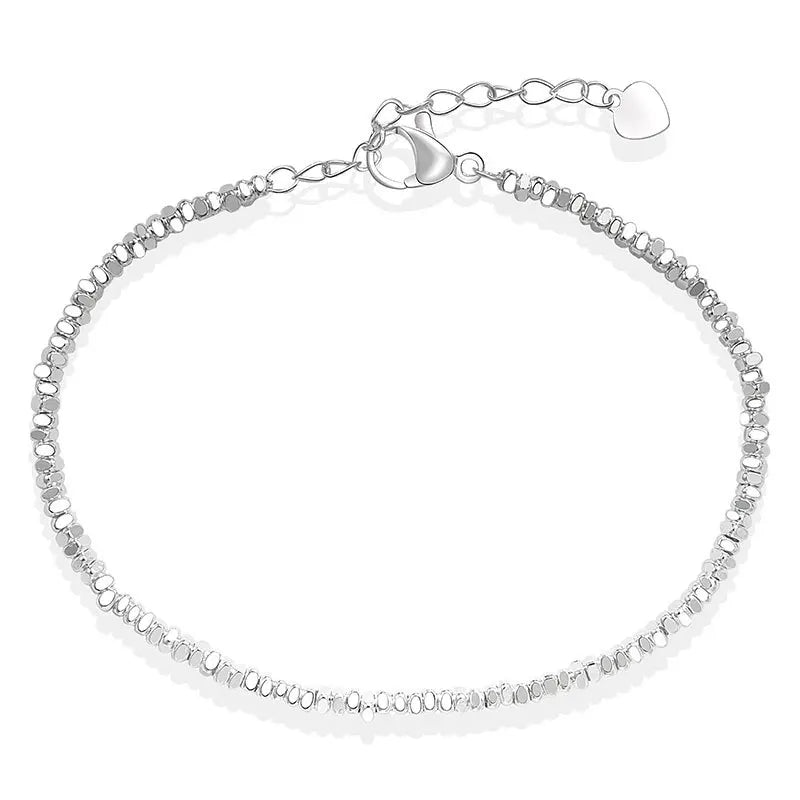925 Sterling Silver Irregular Chain Bracelet for Women Vintage Jewelry