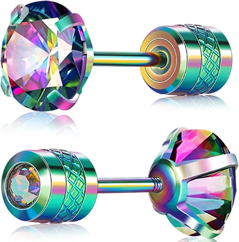 Hypoallergenic CZ Earrings for Sensitive Ears - Stainless Steel Studs for Women Men