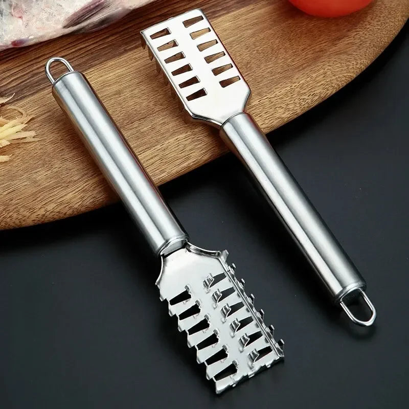 Stainless Steel Fish Scale Scraper with Toothed Blade - Multi-Size Fish Scaler Tool