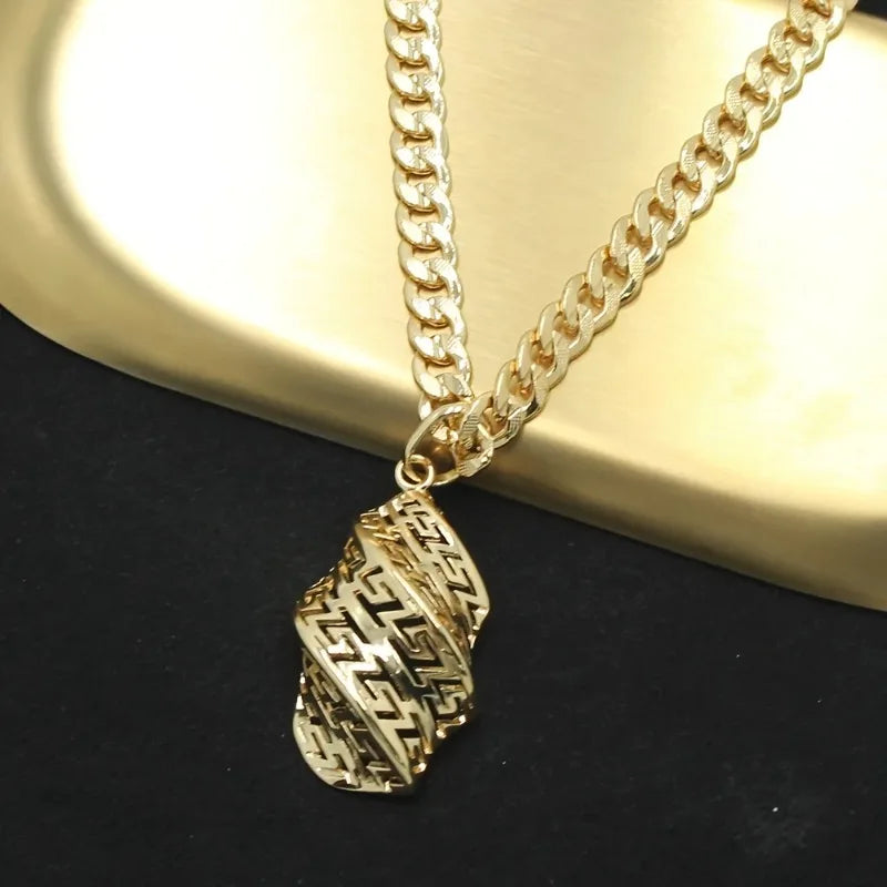 Gold Necklace Jewelry Set for Women Hollow Pendant Earrings Wedding Gift