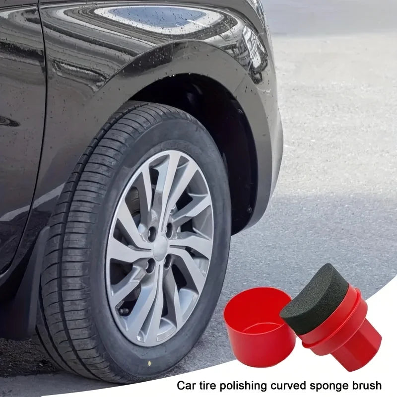 Car Tire Waxing Sponge with Lid - Curved Applicator Pad for Vehicle Detailing
