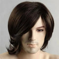 Men's Synthetic Hair Wig - Medium Length Straight Cosplay Wig, Heat-Resistant Fiber