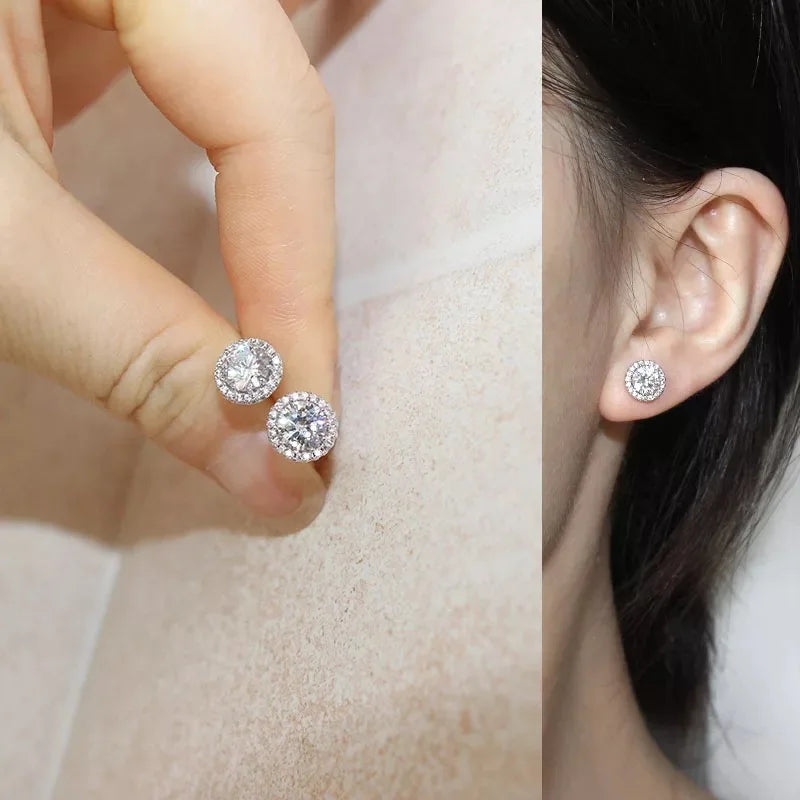 Sterling Silver Crystal Stud Earrings for Women Wedding Party Jewelry Gift