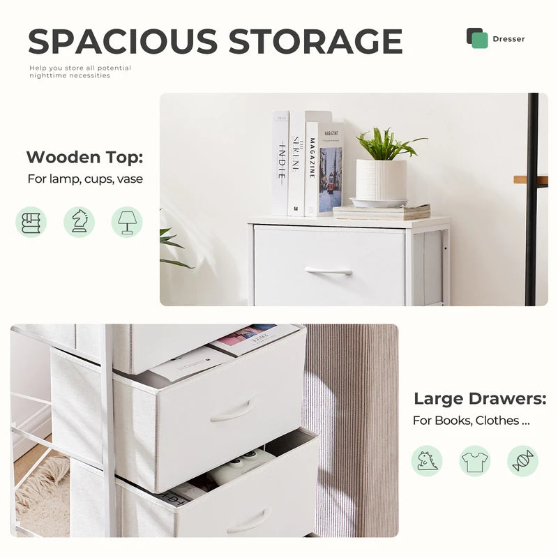 Living Room 4-Drawer Fabric Storage Cabinet with Wooden Top - Multi-Use Dresser, Closet Chest