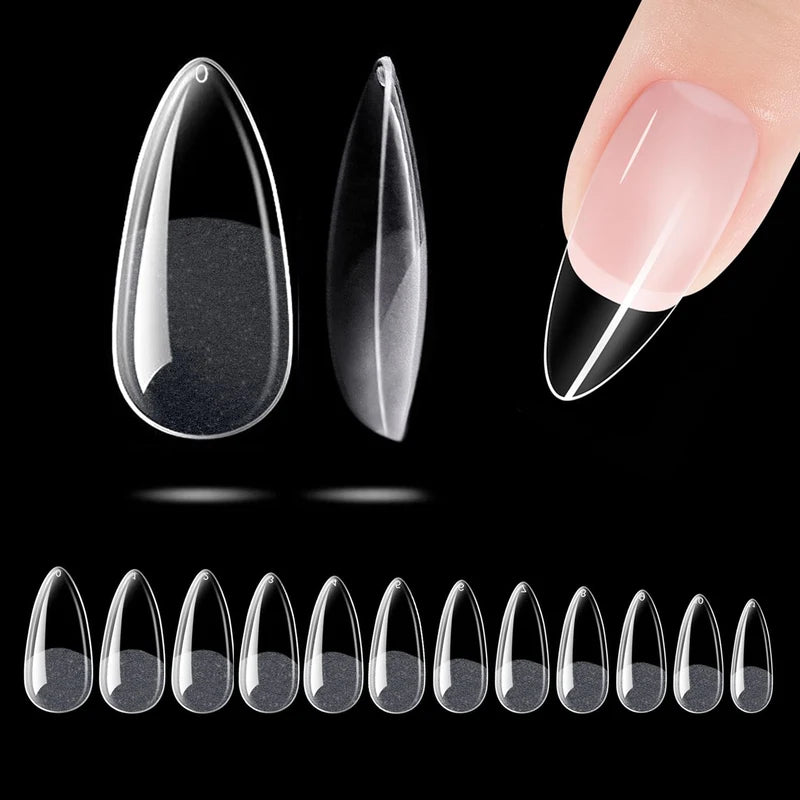 240PCS Almond False Nail Tips Set – Clear Matte DIY Nail Extensions for Home & Salon
